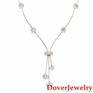Estate Diamond 14k Gold Floral Link Chain Dangle Pendant Necklace 17.  2 Grams Nr