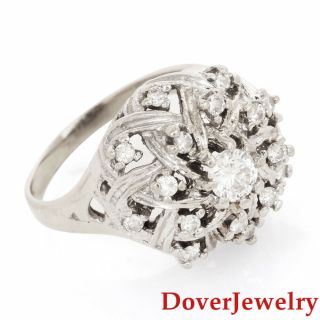 Estate Diamond 14k White Gold Floral Cluster Ring 9.  0 Grams Nr