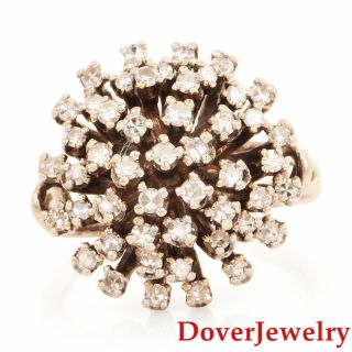 Estate Diamond 14k White Gold Cluster Cocktail Ring 10.  9 Grams Nr