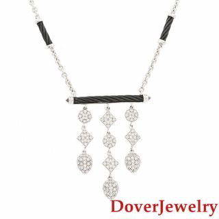 Charriol Diamond 18k Gold Black Cable Pendant Chain Necklace 14.  8 Grams Nr
