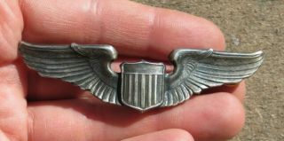 Wwii Us Army Air Corps Sterling Pilot Wings Pinback Pin Insignia 3” Ae Co.