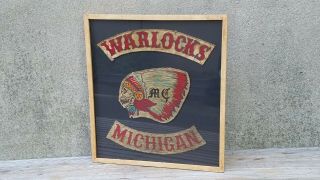 Vintage Framed Outlaw Motorcycle Club Rocker Chain Stitch Patch Native American 2