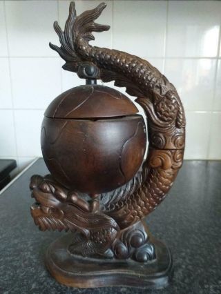 Vintage Chinese Dragon Wooden Incense Burner
