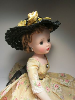 Cissy 20 " Vintage Madame Alexander Doll - Golden Taffeta Dress - Black Straw Hat