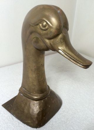 Vintage Brass Copper Goose Swan Bird Bookend Figure Large Bust Spain Sarried