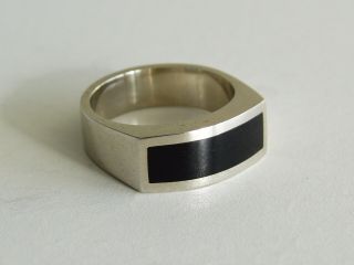 Onyx Ring 14k White Gold Estate Ring Modernist Mid Century Modern Mcm