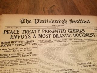 1919 Newspaper The End Of World War I Peace Treaty Germany Historical