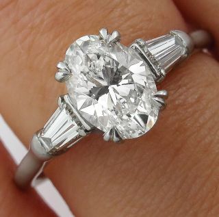 Harry Winston 1.  35ct Gia Vintage Oval Diamond Engagement Wedding Ring W/papers