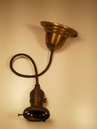 Antique Vintage Brass Pendant Light Fixture For Part Or Restoration