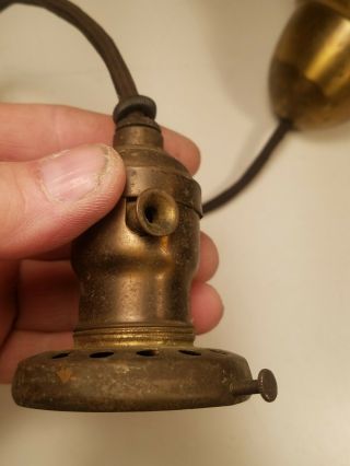 Antique Vintage Brass Pendant Light Fixture For Part Or Restoration 2