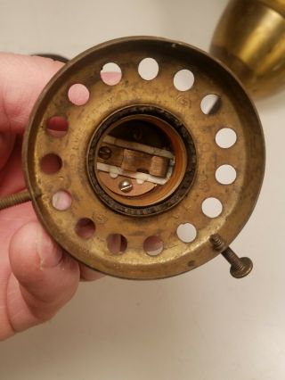 Antique Vintage Brass Pendant Light Fixture For Part Or Restoration 3