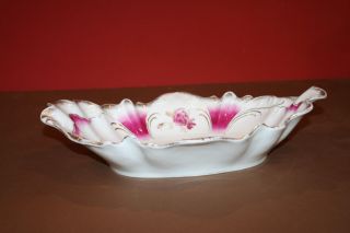 Antique Fine Porcelain Gilt Lip Bowl w/ Rose Pattern - C.  T.  Germany & Eagle Mark 2