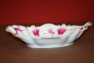 Antique Fine Porcelain Gilt Lip Bowl w/ Rose Pattern - C.  T.  Germany & Eagle Mark 4
