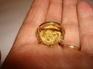 VINTAGE 14K YELLOW GOLD 1915 HVNGAR BOHEM GAL LOD ILL REX FRANC COIN RING SIZE 7 8