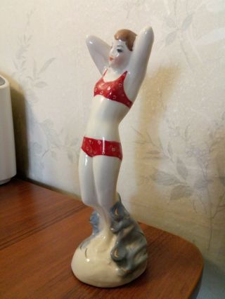 Soviet Girl In A Swimsuit On The Beach Ukrainian Russian Porcelain Figurine U