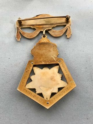 Antique Masonic 14K Past Grand Patron Testimonial Jewel 33.  1 grams with case. 11