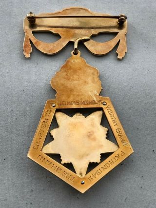 Antique Masonic 14K Past Grand Patron Testimonial Jewel 33.  1 grams with case. 8