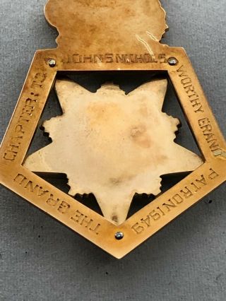 Antique Masonic 14K Past Grand Patron Testimonial Jewel 33.  1 grams with case. 9
