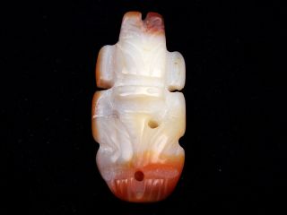 Vintage Nephrite Jade Carved Figurne Ancient Figurine Wearing Mask 12151832