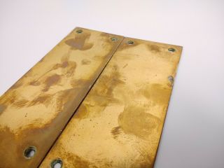 Pair Reclaimed Salvage Solid Brass Finger Plates Door Push Classic 12 