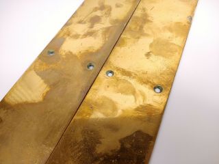 Pair Reclaimed Salvage Solid Brass Finger Plates Door Push Classic 12 