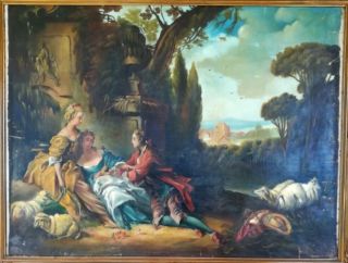 ANTIQUE BAROQUE OIL PAINTING ON CANVAS WITH FRAME 