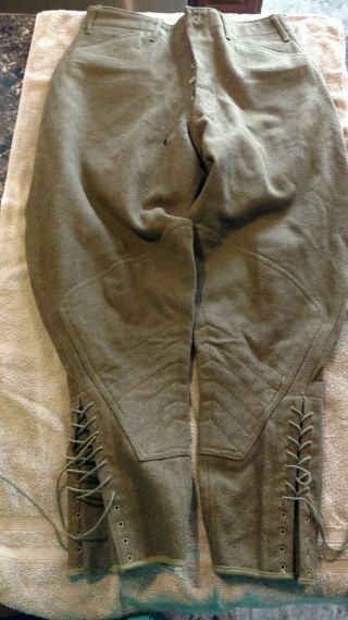 Ww1 Wool Field Trousers W.  Depot Quartermaster Tag W Zinc Army Buttons