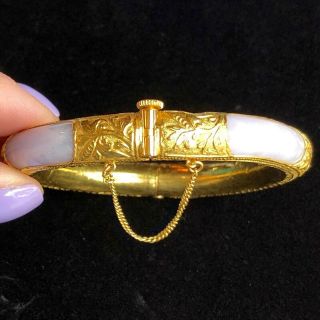 24k Gold Wrapped Purple Jade Bangel Bracelet STUNNING PIECE 3