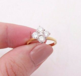 18ct Gold 62 Point Diamond Ring,  5 Stone Cluster Crf 18k 750