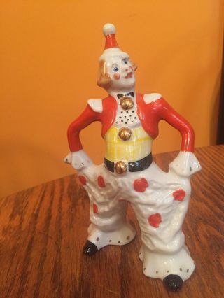 Vintage Porcelain Clown Figurine Statue Russian Ussr Verbilki Stamped