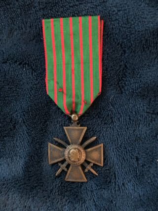 French Ww1 Croix De Guerre War Cross Rare One Year Of War 1914 - 15