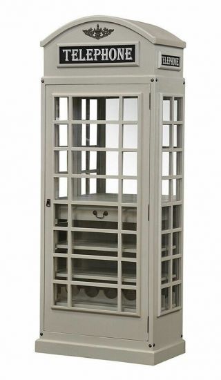 Drinks Cabinet - Iconic BT Telephone Box Style Bar in Stone Grey 3