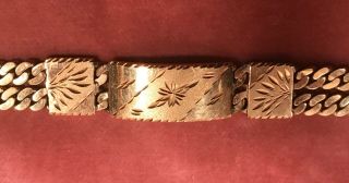 Vintage Solid 18k / 750 Engraved Gold Bracelet 8.  0 " 52 Grams