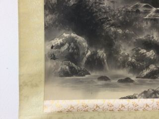 掛軸日本 Japanese Hanging Scroll Kakejiku Landscape Sansui Painting on Silk [D183] 4
