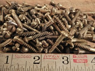 Antique wood screws vintage brass round head fastener 3/4 in.  X 8 QTY.  247 6