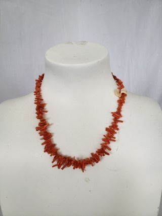 Vintage Italian Red Coral Necklace With Paper Tag