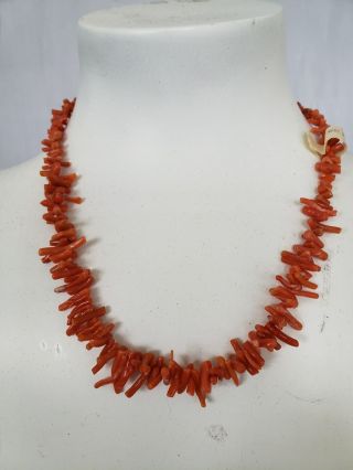 Vintage Italian red coral necklace with paper tag 2