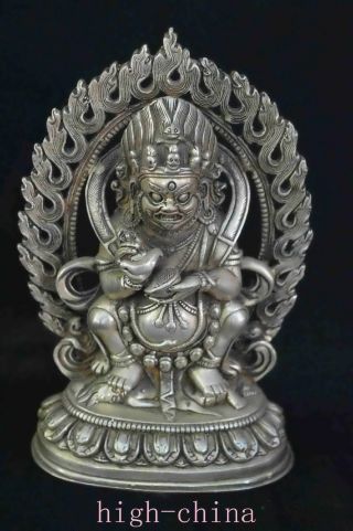 Exorcise Collectable Handwork Old Miao Silver Carve Buddha Auspicious Statues