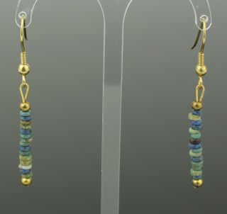 Ancient Egyptian Kingdom Faience Bead Earrings - 1700 Bc 801