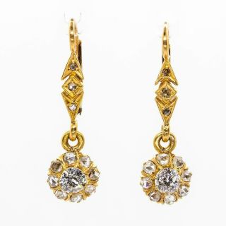 Victorian 18k Gold Diamonds Earrings