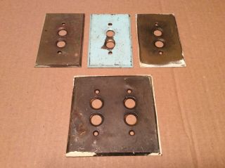 Antique/vintage Brass Push Button Light Switch Plate Covers,  3 Singles,  1 Double