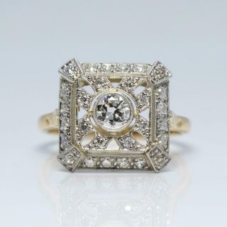 Antique Art Deco 18k Gold & Platinum Diamond Ring