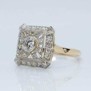 Antique Art Deco 18K gold & Platinum Diamond Ring 4