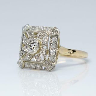 Antique Art Deco 18K gold & Platinum Diamond Ring 5
