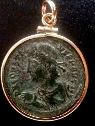 Constans Authentic Hut/Tree Ancient Roman Coin Gold - filled Pendant Necklace 2