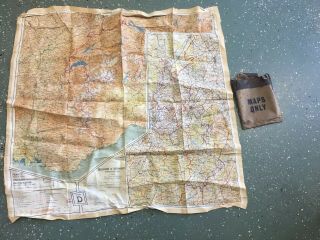 Vintage Wwii Germany Belgium France Silk Cloth Military Field Map