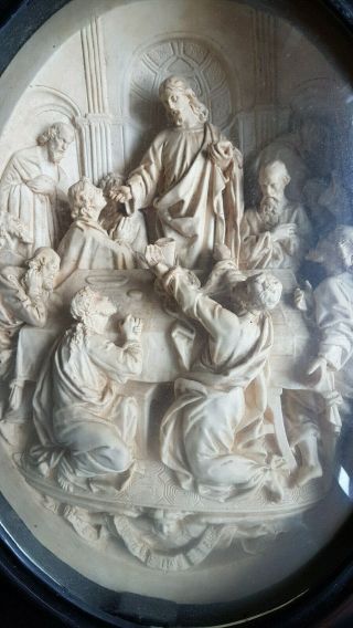 Stunning large antique carved Meerschaum religious plaque Last Supper rare 2