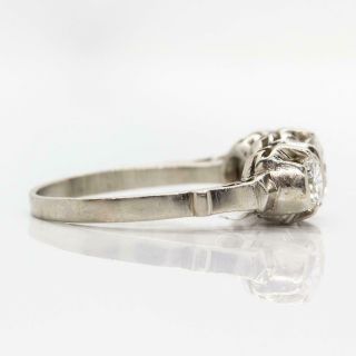 Art Deco Platinum 3 Stones Diamonds Ring 2