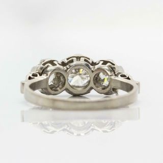 Art Deco Platinum 3 Stones Diamonds Ring 3