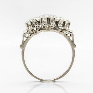 Art Deco Platinum 3 Stones Diamonds Ring 5